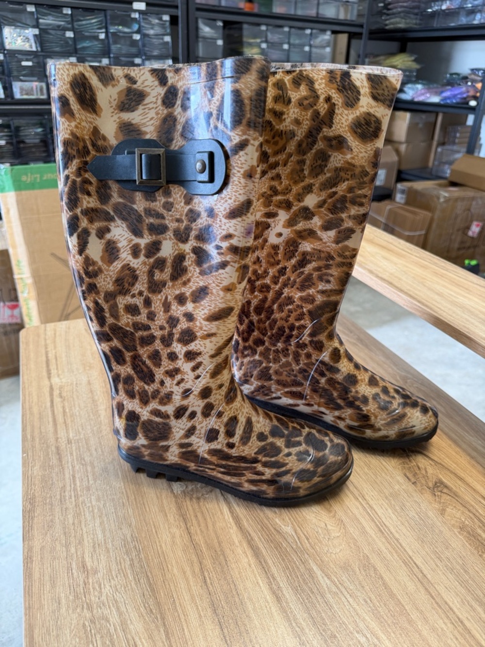 Charlotte Russe Leopard Print Rain Boots - Brown
